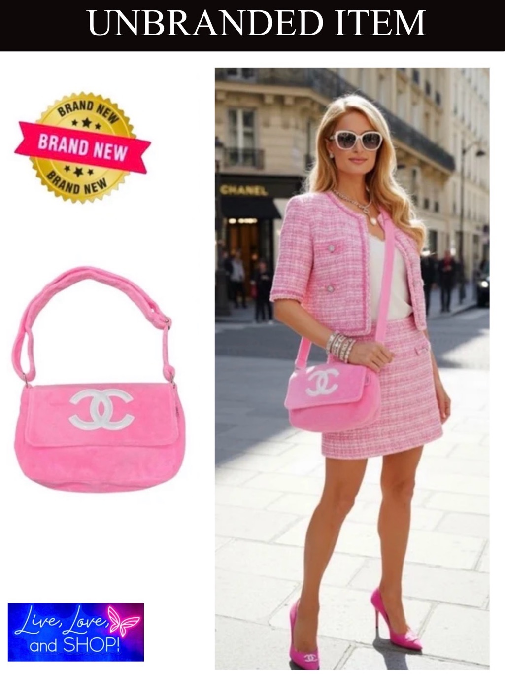 Purse: Pink Faux Fur Shoulder Bag/Crossbody/Messenger Bag, Nwot